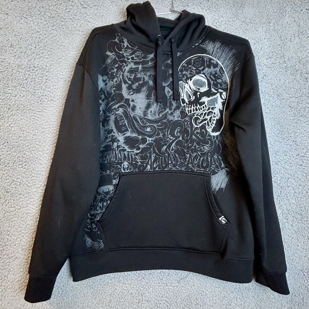 Ecko Unltd Pullover Graphic Hoodie Size Large Black NWT.